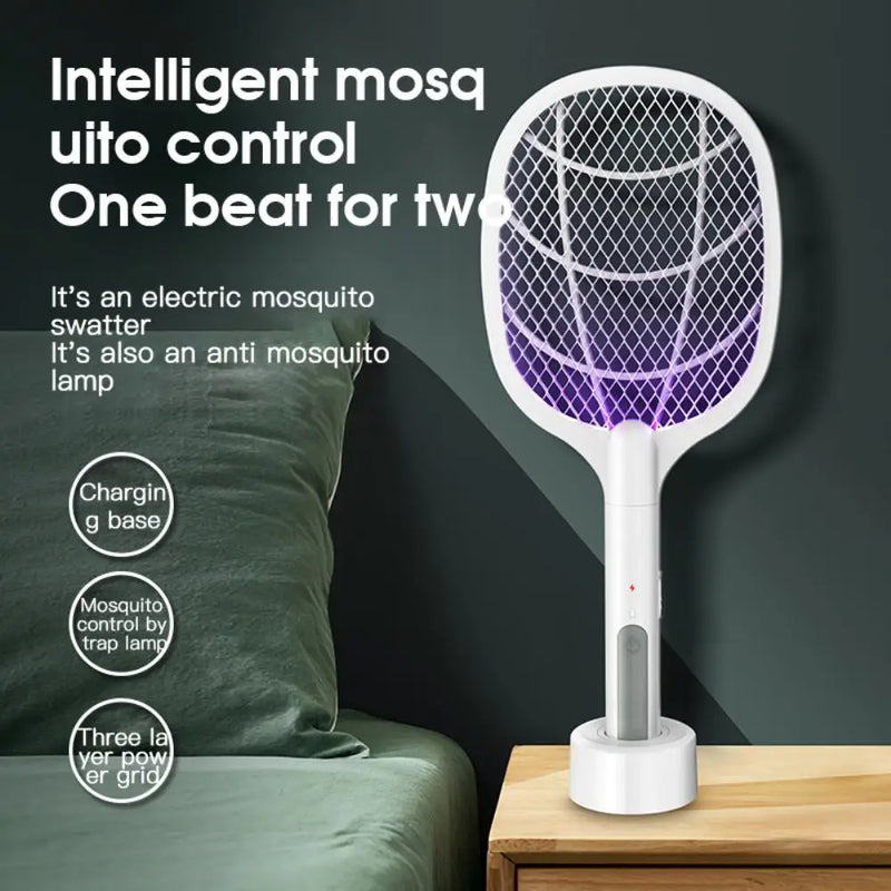 3 IN 1 Electric Mosquito Swatter Mosquito Killer 3500V USB Rechargeable Angle Adjustable Electric Bug Zapper Fly Bat Swatter